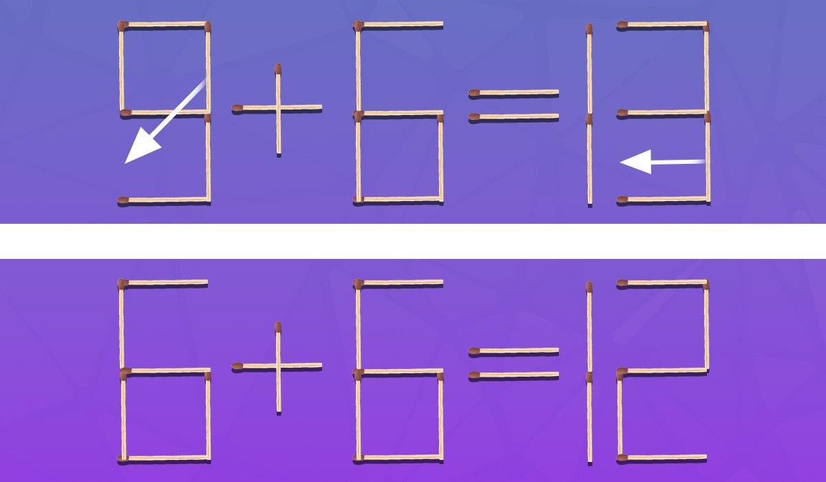 Un défi pour les génies : vous devez faire glisser 2 allumettes pour que l'égalité soit correcte.